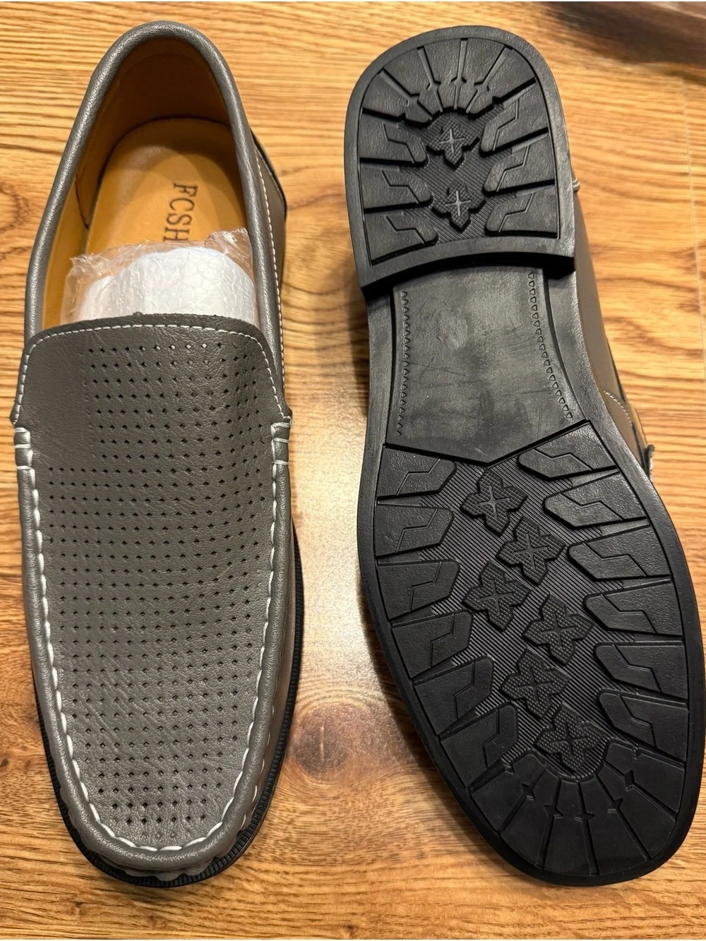 Men's Perforated Slip-On Loafers in Charcoal Gray size 10